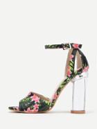 Shein Jungle Print Clear Heeled Sandals
