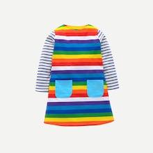 Shein Toddler Girls Colourful Striped Pocket Detail Dress