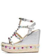 Shein Caged Colorful Studded Wedge Espadrilles - Silver