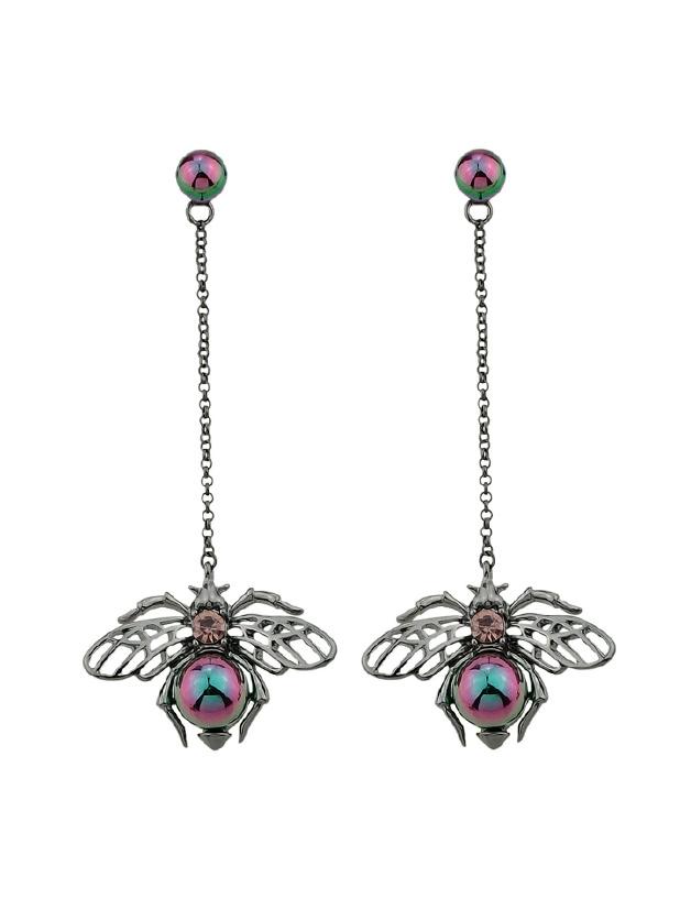 Shein Bead Long Chain With Bee Pattern Dangle Earrings
