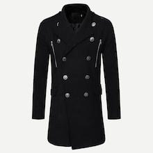 Shein Men Zip Double Breasted Tweed Coat