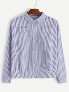 Shein Blue Vertical Striped Shirt