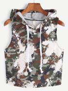 Shein Camouflage Print Hooded Crop Top