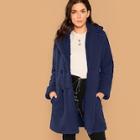Shein Notch Collar Double Breasted Teddy Coat