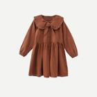 Shein Toddler Girls Frill Trim Knot Front Solid Dress