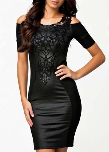Rosewe Classic Black Off The Shoulder Tight Dress With Lace