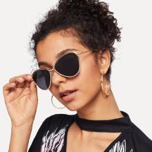 Shein Metal Farme Flat Lens Sunglasses
