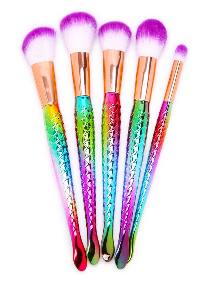 Shein Multicolor Textured Design Makeup Brush Set