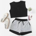 Shein Crop Tank Top & Sweat Shorts Set