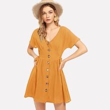 Shein Single Breasted Knot Side Dress