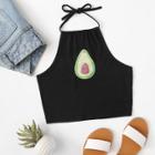 Shein Avocado Print Halterneck Top
