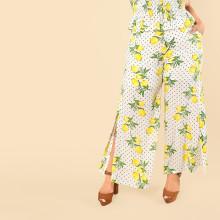 Shein Plus Mixed Print Wide Leg Pants