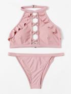 Shein Criss Cross Ruffle Bikini Set