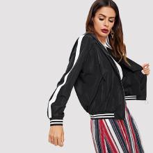 Shein Stripe Trim Hoodie Jacket