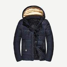 Shein Men Fleece Lined Solid Hooded Puffer Coat