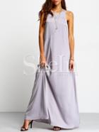 Shein Grey Sleeveless Flare Maxi Dress