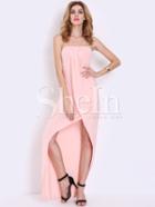 Shein Pink Corseted Bodice Strapless Chic Beautiful Asymmetric Dress