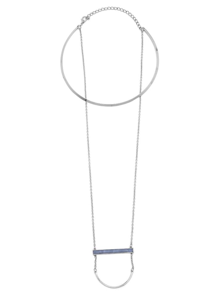 Shein Silver Metallic Minimalist Chocker Necklace