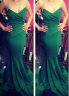 Rosewe Green Open Back Maxi Mermaid Dress