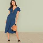 Shein Flutter Sleeve Knot Detail Slit Hem Jumpsuit