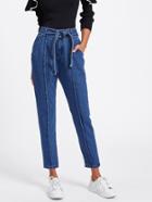 Shein Tie Waist Seam Front Jeans