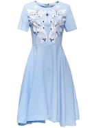Shein Blue Applique Pouf Beading A-line Dress