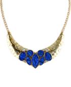 Shein Blue Gemstone Gold Collar Chain Necklace