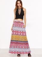 Shein Aztec Print Drawstring Waist Skirt