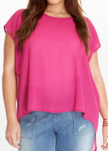 Rosewe Round Neck Back Slit Design Rose Blouse