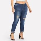 Shein Plus Ripped Faded Wash Jeans