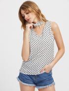 Shein Choker Neck Dotted Split Side Tank Top