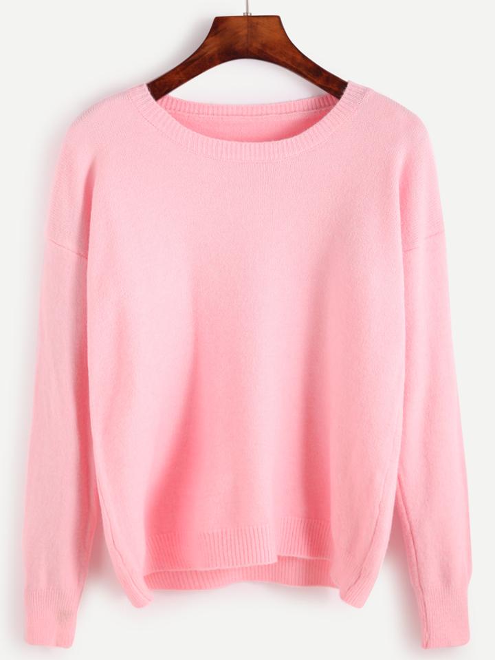 Shein Pink Drop Shoulder Sweater