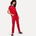 Shein Cut And Sew Top & Drawstring Waist Striped Side Pants Set