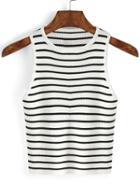 Shein Striped Ribbed White Tank Top