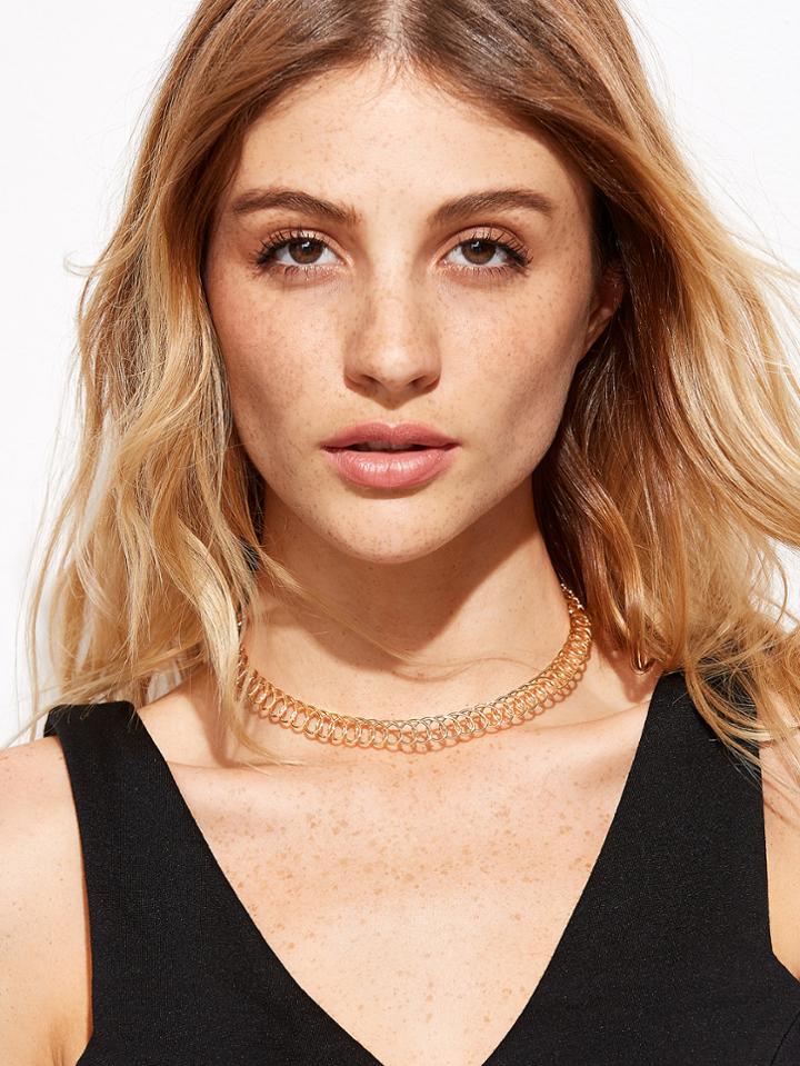 Shein Gold Plated Geometric Choker Necklace