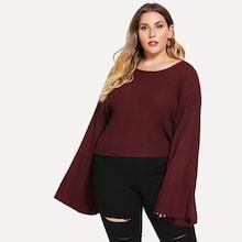 Shein Plus Drop Shoulder Trumpet Sleeve Sweater
