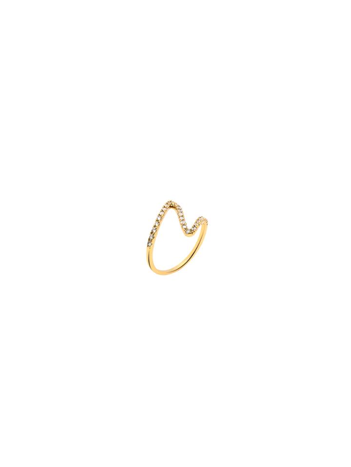 Shein Gold Plated Rhinestone Embellished Geometric Shape Ring