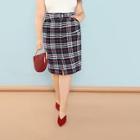Shein Plus Plaid Pencil Skirt With Belt