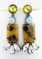 Shein Yellow Gemstone Crystal Earrings