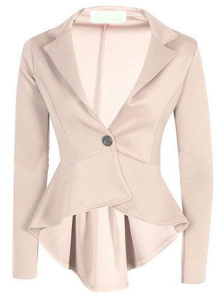 Shein Apricot Lapel Single Button Dip Hem Blazer