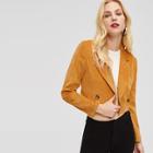 Shein Button Front Notch Neck Solid Blazer