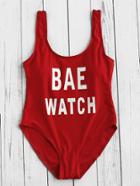 Shein Graphic Print Scoop Swimsuit