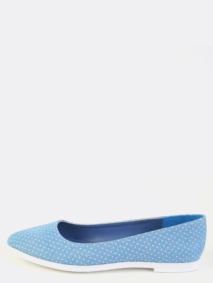 Shein Denim Pointy Toe Flats Blue Denim