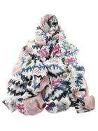 Shein Pink Autumn Style Printed Long Cotton Scarf For Ladies