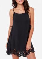 Rosewe Causal Black Open Back Spaghetti Strap Dress For Summer