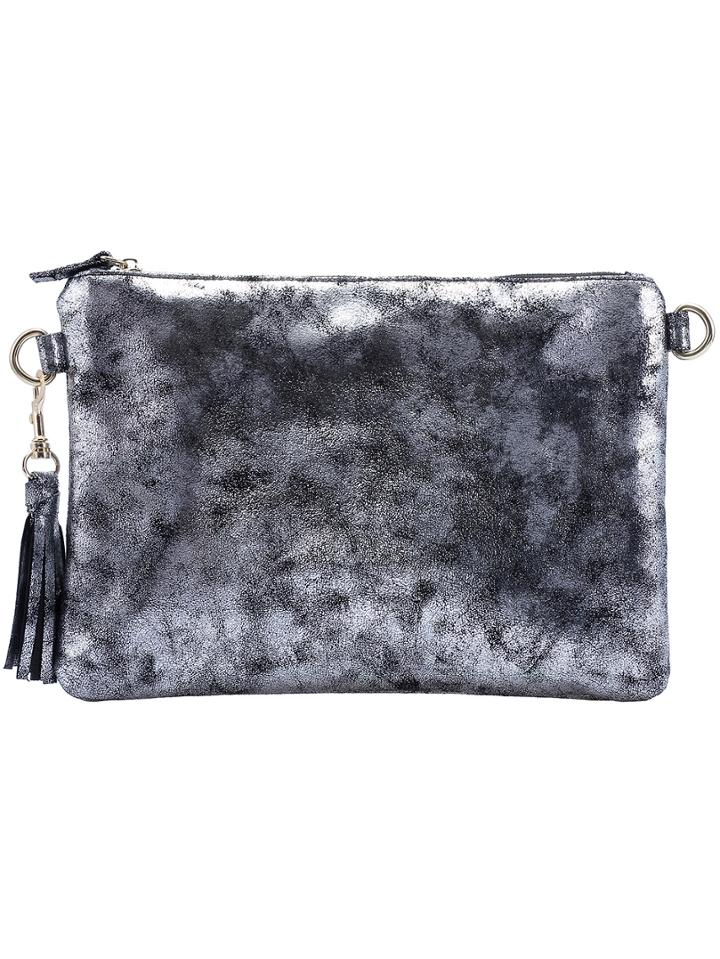 Shein Grey Zipper Clutch Bag