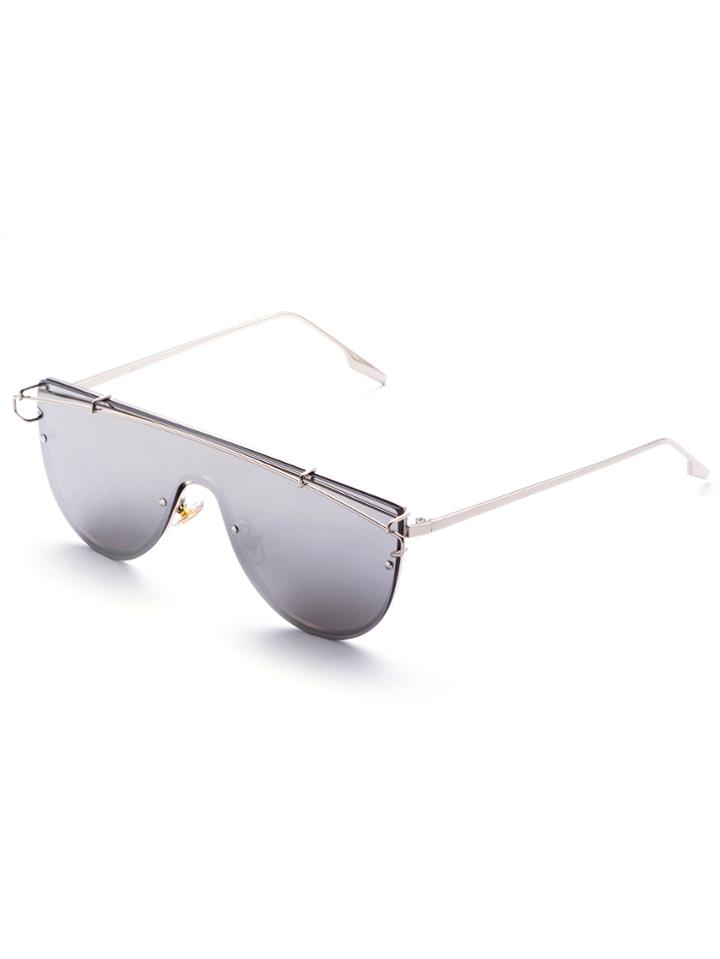Shein Silver Tone Smoke Lens Aviator Style Sunglasses