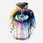 Shein Men Eye And Paint Drip Print Hooded Sweatshirt