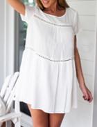 Shein White Short Sleeve Shift Dress