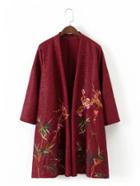 Shein Floral Embroidered Open Front Cardigan